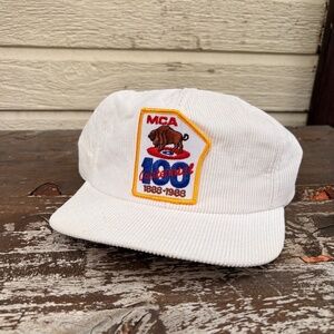 Vintage MCA Centennial 1988 Corduroy patch hat Notre dam hounds Curling